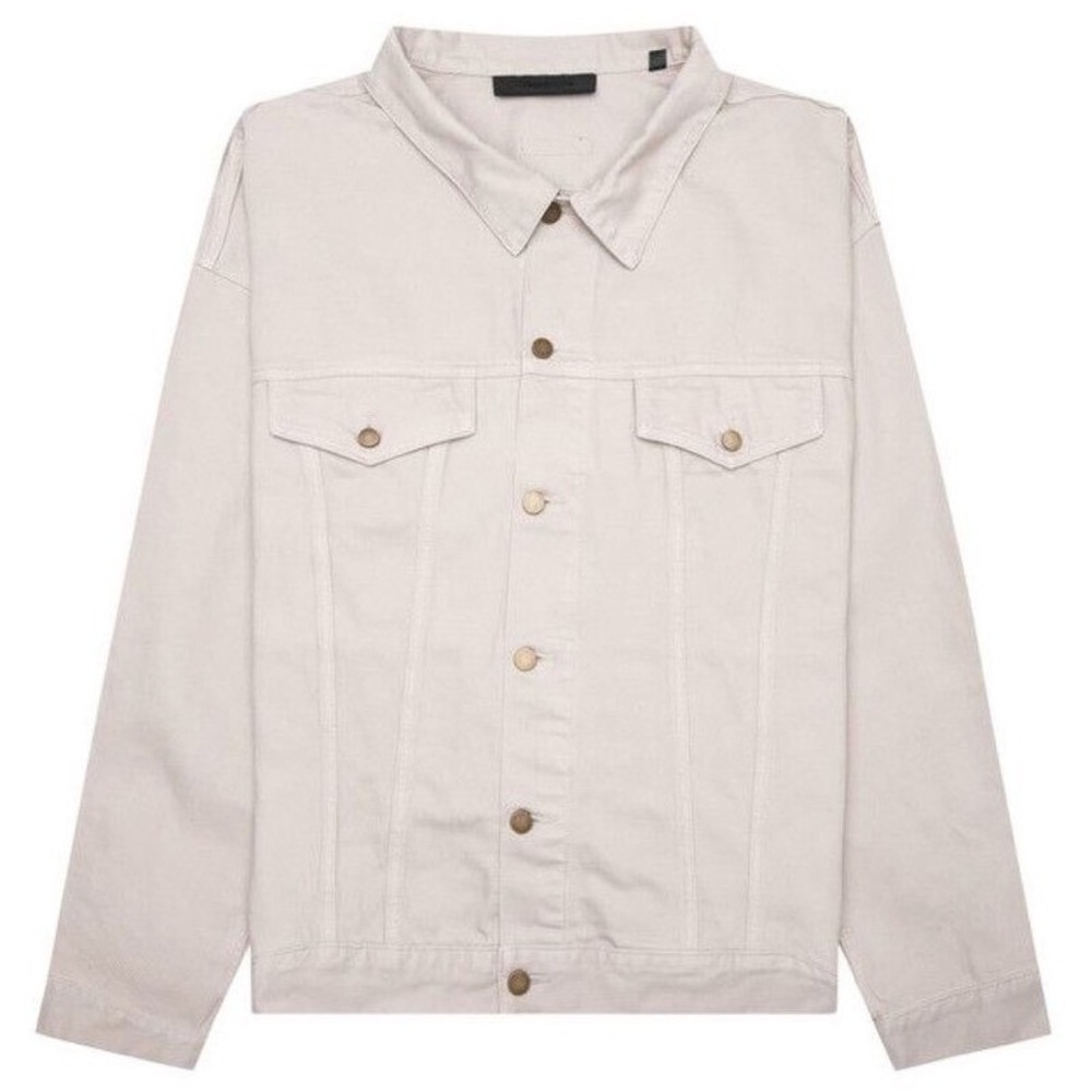 Fear of God Essentials Denim Trucker Jacket Cream Off-White Mens Small NWT